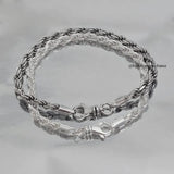 Bracelet maille corde 5mm pour homme en argent 925 massif plein, vue détaillée des maillons torsadés et du fermoir.