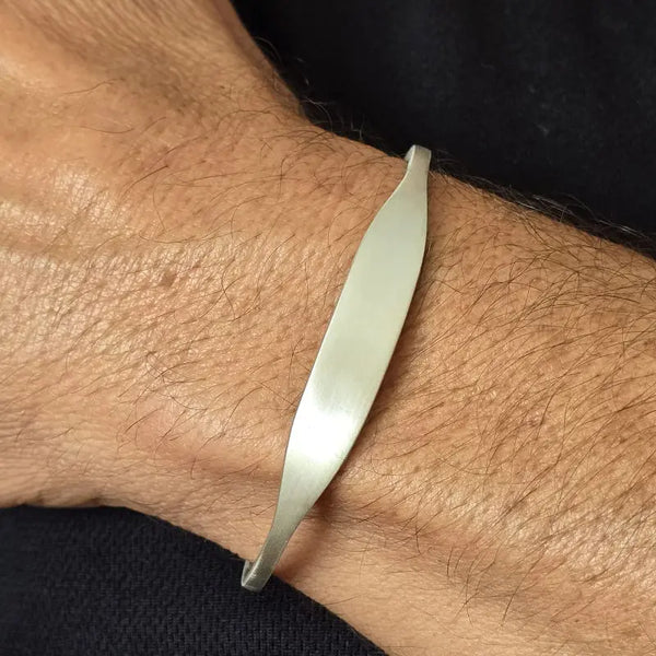Bracelet Jonc Homme argent grand modèle, jonc esclave à boules personnalisable d'une gravure face et verso.