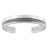 Bracelets en argent jonc pour homme massif - Épi de blé sur 2 lignes qui est le symbole de réussite.