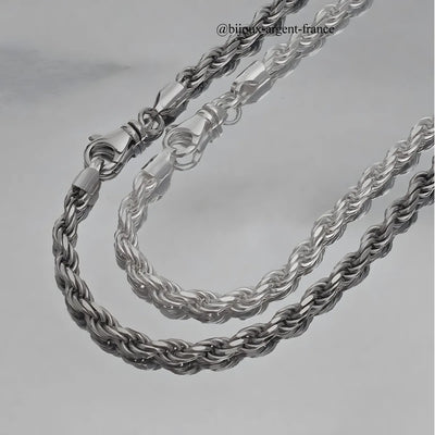 Chaîne Argent Homme 45 à 80cm - Maille Corde 5mm - option rhodié