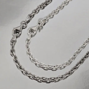 Chaîne Argent Homme, forçat 3 mm- 45 à 90 cm - Argent massif (poids 11 à 22 Gr.) option rhodié