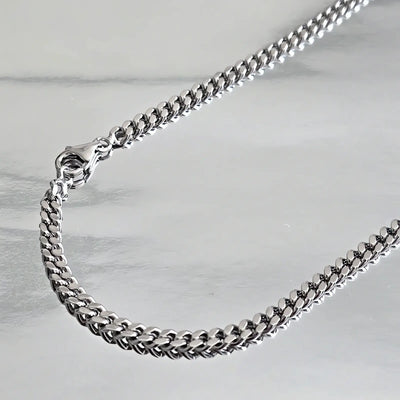 Chaîne Homme 45 à 70cm Argent Massif (poids 20 à 32g) - Maille Gourmette 4mm - Rhodiée