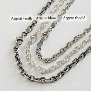 Chaîne homme en agent 925 massif, grosse maille forçat diamanté / limée de 5.2 mm d'épaisseur.