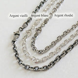 Chaîne homme en agent 925 massif, grosse maille forçat diamanté / limée de 5.2 mm d'épaisseur.