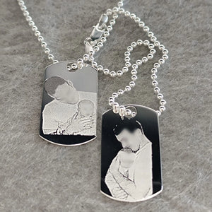 Collier Homme Argent Massif 50 & 60 cm (18 g) double plaque GI personnalisable