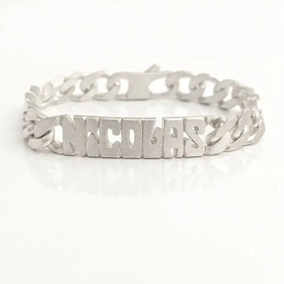 Gourmette Homme 17 à 25cm - Argent massif (poids 40g) - Cubaine 10mm - prénom découpé
