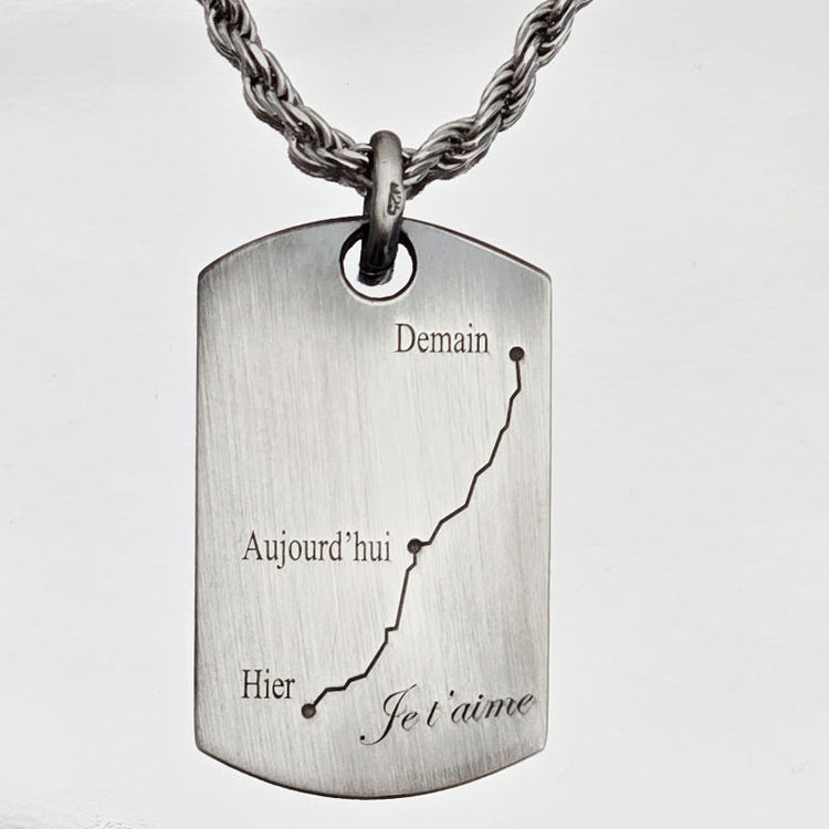 Pendentif Homme Argent Massif (7g) - Courbe d’Amour - Personnalisable