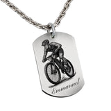 Pendentif homme en argent massif – Vélo VTT de profil – Grand modèle 4,5 cm personnalisable