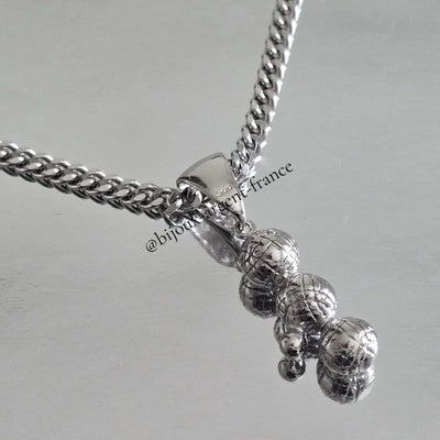 Pendentif boule de pétanque homme en Argent massif