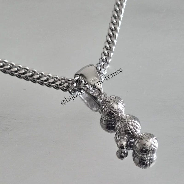 Pendentif Homme Argent Massif Boules de Pétanque - Grand Modèle - Option Rhodié