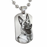 Pendentif pour collier en argent massif gravé avec le portrait de votre animal de compagnie