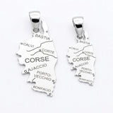 Deux pendentifs Corse personnalisés en argent 925 rhodié, moyen et grand modèle avec gravure des villes.