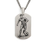 Pendentif football en Argent massif, chaîne maille gourmette disponible jusque 70 cm.