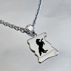 Pendentif parchemin rectangulaire en argent massif 925 avec gravure réalisable au verso, étalon noir cabré