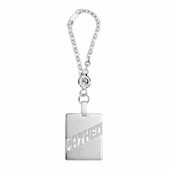 Porte clés en argent 925 massif, prénom découpé pour homme.