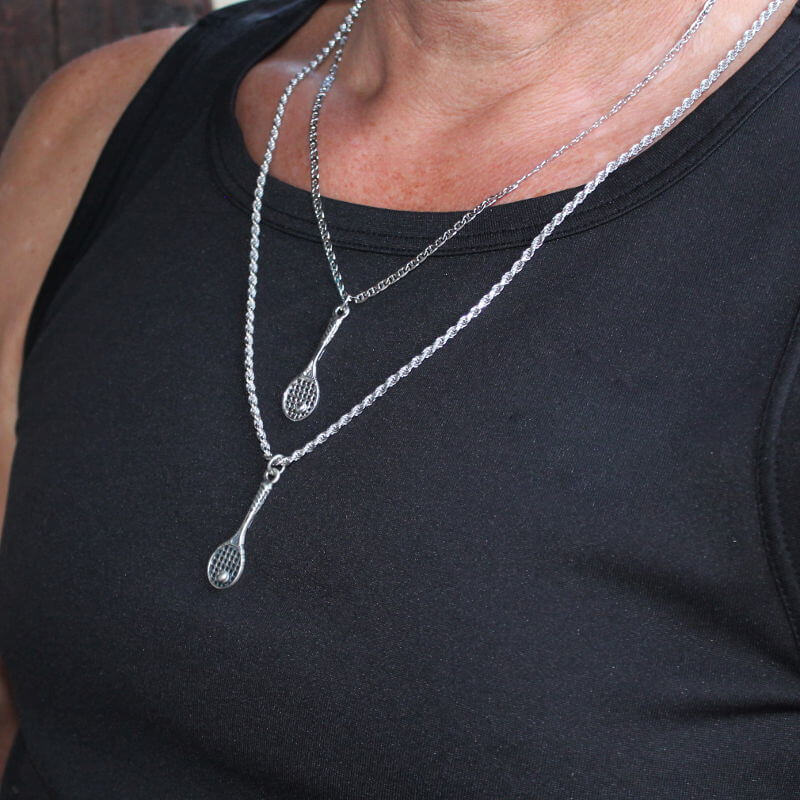 Bijoux raquette de tennis en argent de qualité supérieur à petit prix pour hommes et femmes