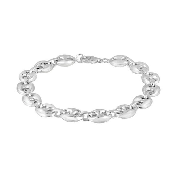 Bracelet aux grains de café médium de 12 mm en argent de qualité pour homme