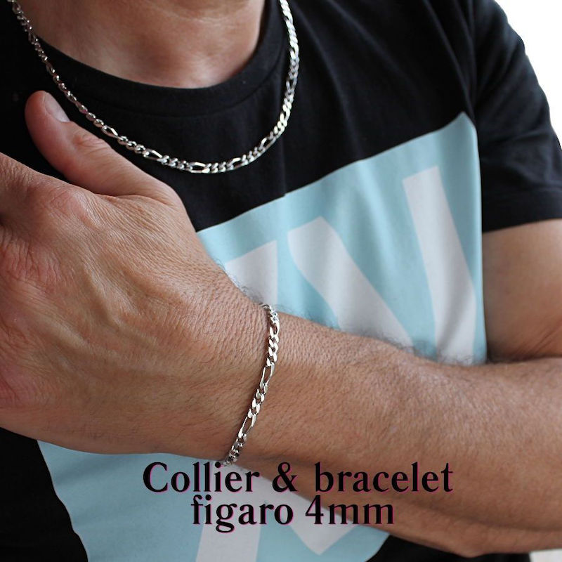 Collier en argent pour homme avec maille figaro