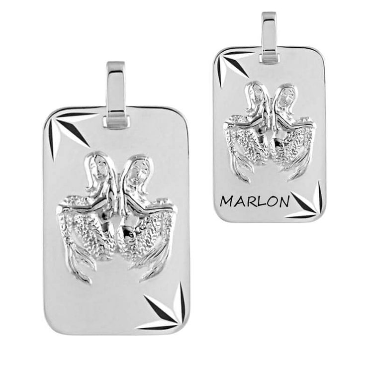 Pendentif Gémeaux en argent, personnalisable face et/ou verso