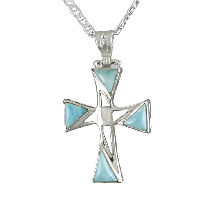 Pendentif larimar en argent massif et pierres des Caraïbes