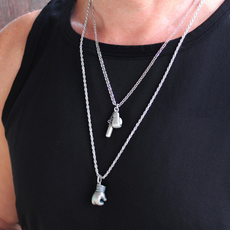 Pendentif gant de boxe en argent 925 massif de belle dimension pour homme