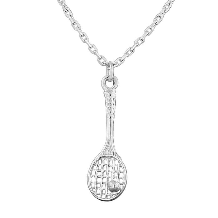 Pendentif Raquette de tennis Argent rhodié ou vieilli, haut. totale 4.3cm