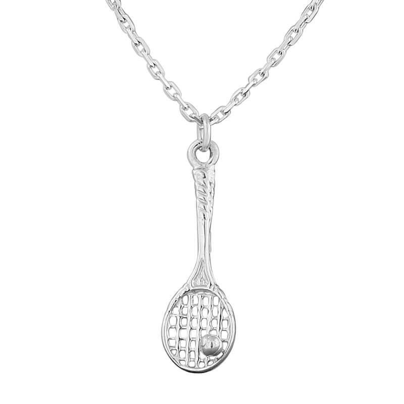 Pendentif raquette de tennis en argent 925 "Made in France" d'une longueur totale de 4,3 cm