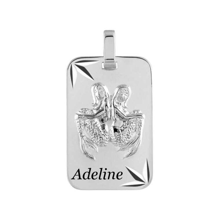 Pendentif signe astrologique Gémeaux en argent à graver