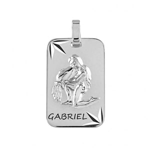 Pendentif signe astrologique du Verseau en argent rhodié
