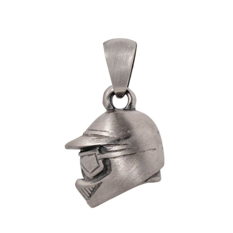 Pendentif casque pour les fans de motocross en argent massif noirci