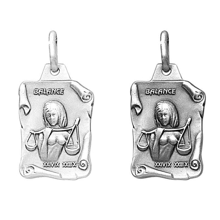 Bijou astrologique avec le signe du zodiaque balance en argent massif