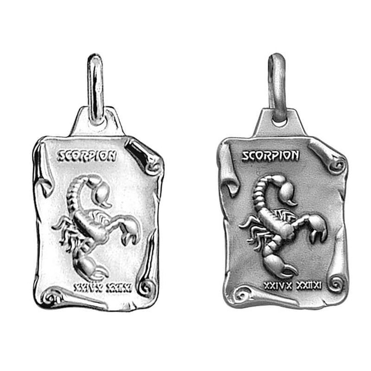 Pendentif signe Astrologique Scorpion, Argent, gravure verso