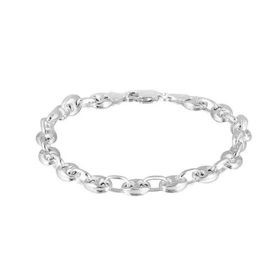 Bracelet Homme Argent 925 (7-10g) - Grain de Café 6x8mm - 18 à 21cm - Option Rhodié