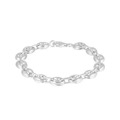 Bracelet Homme Argent 925 (9-11g) - Grain de café 8x10mm - 17 à 21 cm - option rhodié