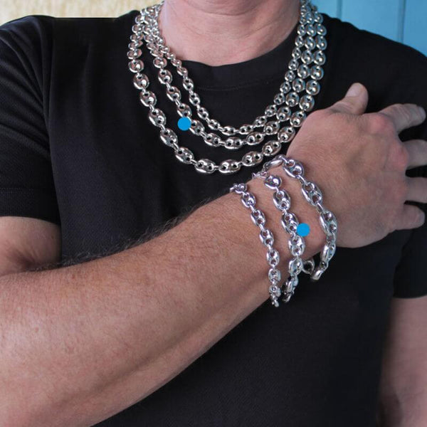 Magnifique collier à grosses graines de café en argent fabriqué en France