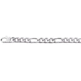 Bracelet de largeur médium à la maille alternée figaro pour homme en argent / option rhodié