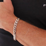 Bracelet maille gourmette plate en argent / option rhodié Homme jusque 26cm