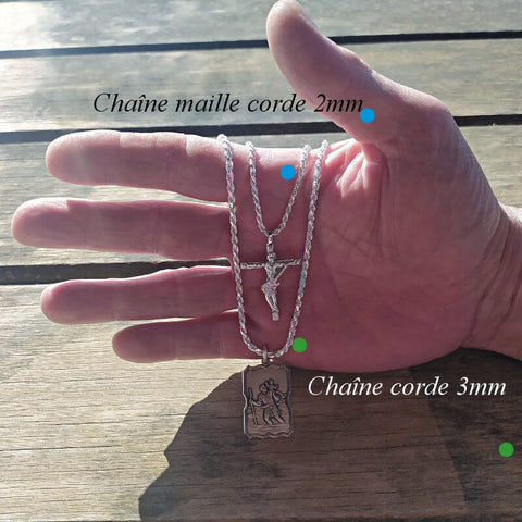 Chaîne maille corde vrillée en argent Découvrez nos chaînes maille corde en argent 925 option rhodié