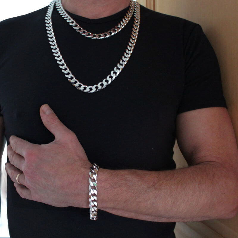 Collier Chaîne Homme Figaro Acier Inoxydable - Longueur 50/55/60cm | Argenté | Sans Gemme