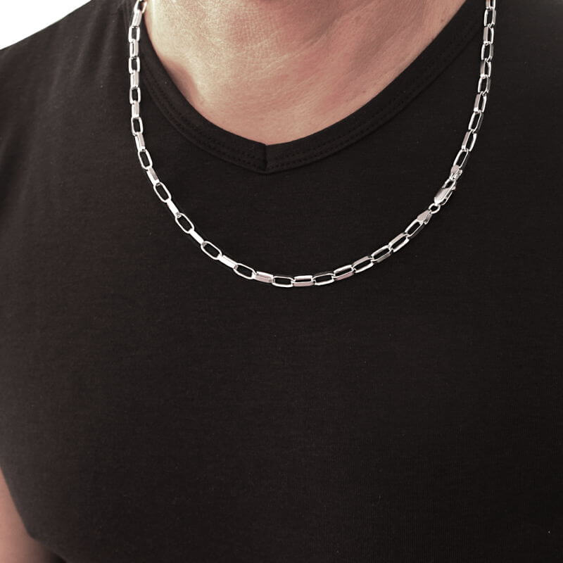 Chaine forçat de 4.5 mm en argent massif brillant ou option rhodié