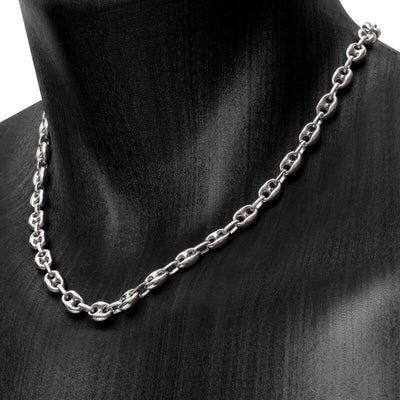 Collier Homme Argent - Grain de Café 6x8mm - 45 à 60cm (Poids 18 à 24g)