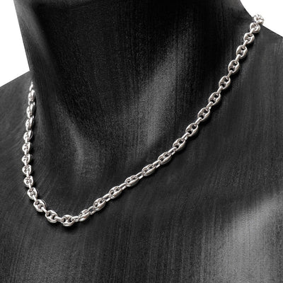 Collier Homme Argent - Grain de Café 6x8mm - 45 à 60cm (Poids 18 à 24g)