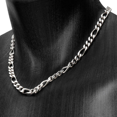 Collier Homme Argent Massif - Maille Figaro 7mm - 45 à 80cm (Poids 50 à 90g)