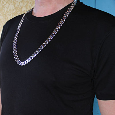 Collier Homme Argent Massif (120-210g) - Cubaine 13mm - 45 à 80cm - option rhodié