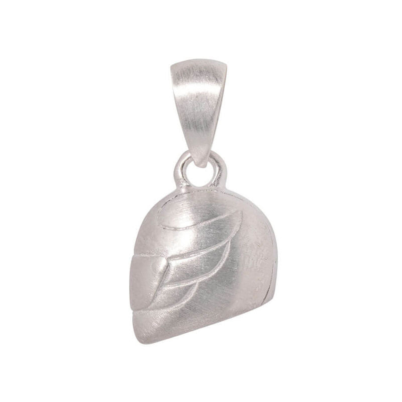 Pendentif casque de motard en argent massif avec une finition satinée de qualité