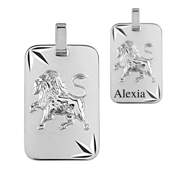 Pendentif Lion argent rhodié pour Homme, personnalisable