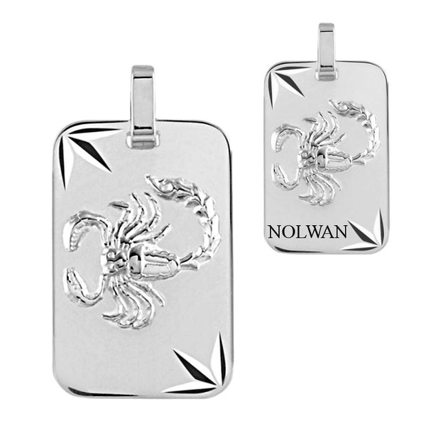 Pendentif Scorpion en argent rhodié à graver face et / ou verso