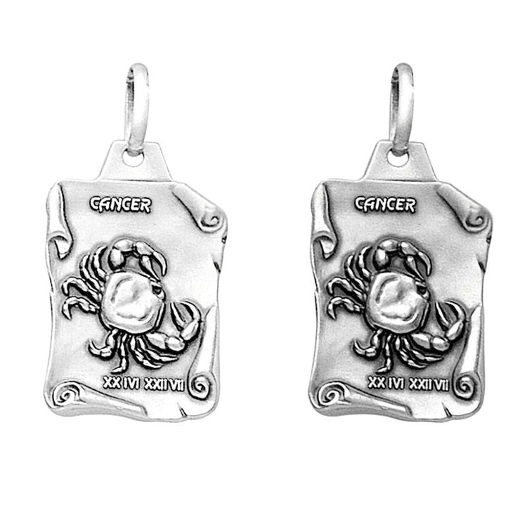 Pendentif signe astrologique du cancer en argent personnalisable au verso