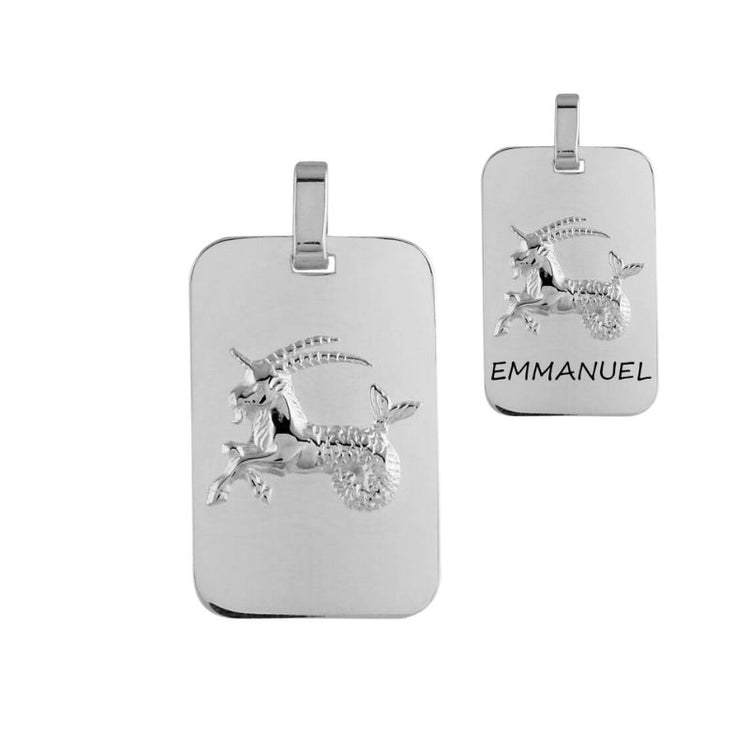 Pendentif du signe astrologique capricorne pouvant être gravé recto et verso
